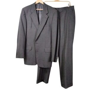 Hickey Freeman Vintage‎ Gray Pinstripe 2 Piece Wool Suit CuffedMens 42L 36/31